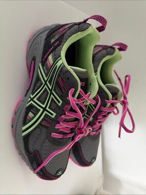 Asics girls Athletic Shoes in Gray, Pink & Lime